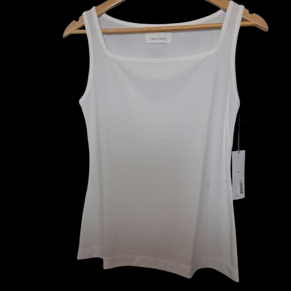 ADEAM x  Carolyn Murphy Yama White Square Neck Tank Size Medium NWT Quiet Luxury